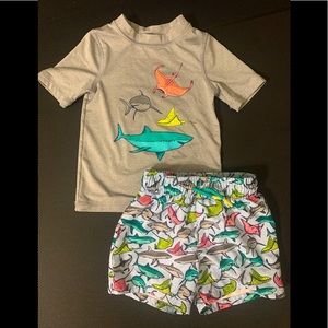 Cat & Jack 18M Swim Shorts & Rash Guard